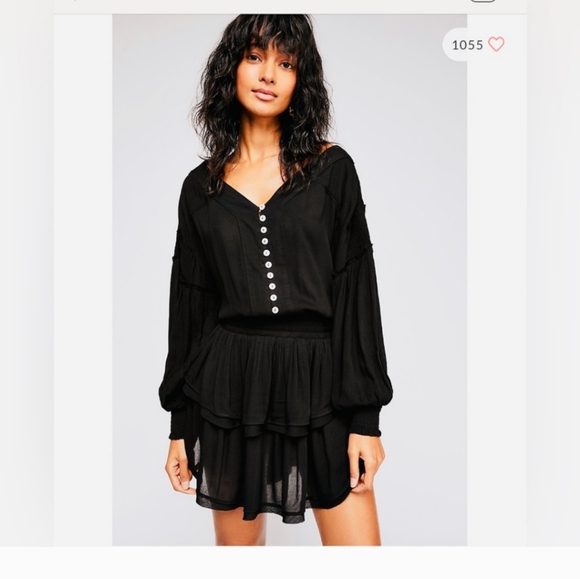 Free People Romy Crinkly Mini Dress Fr Endless Summer Sz.Xs Black - Picture 2 of 7